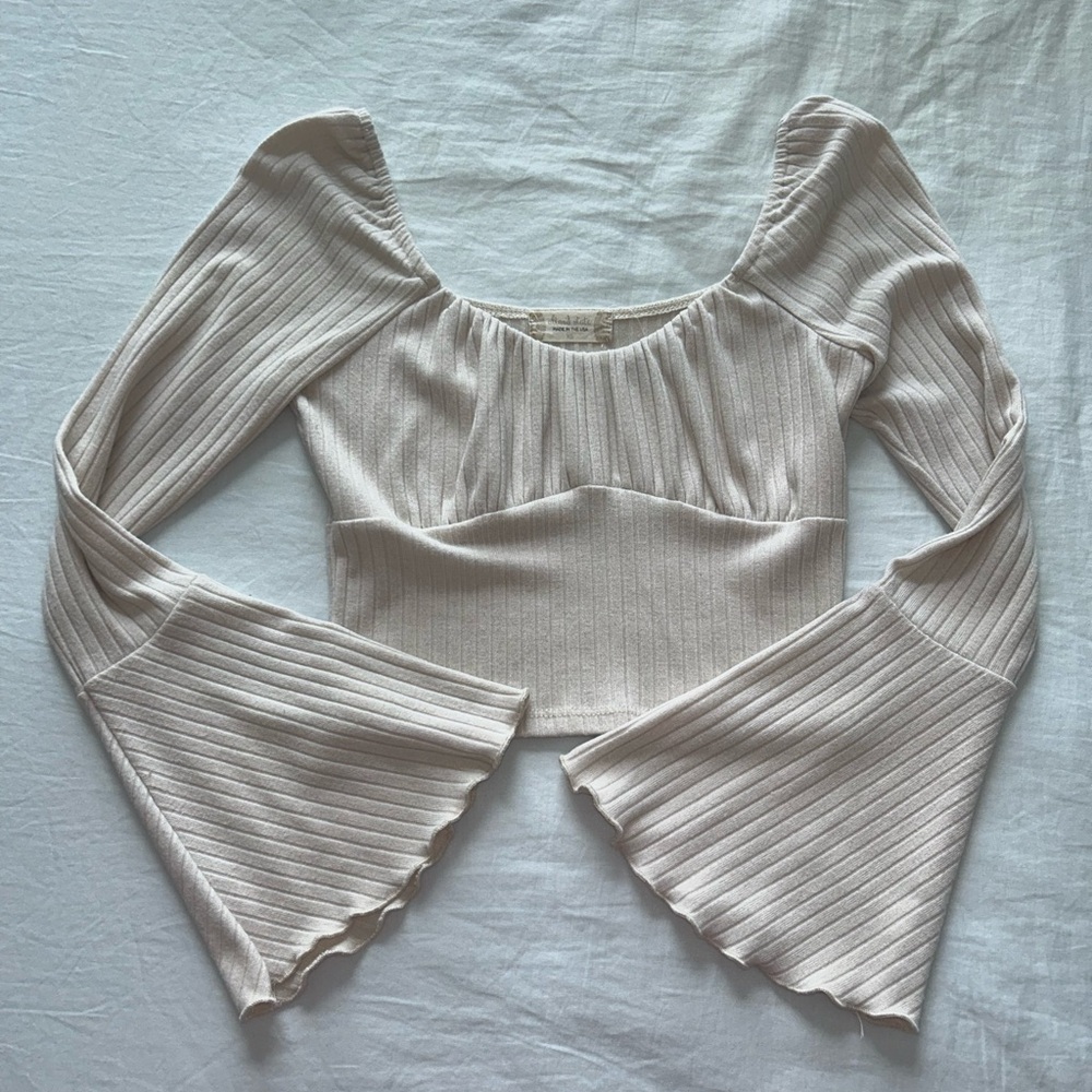 Altar’d State Cream Ribbed Women's Top